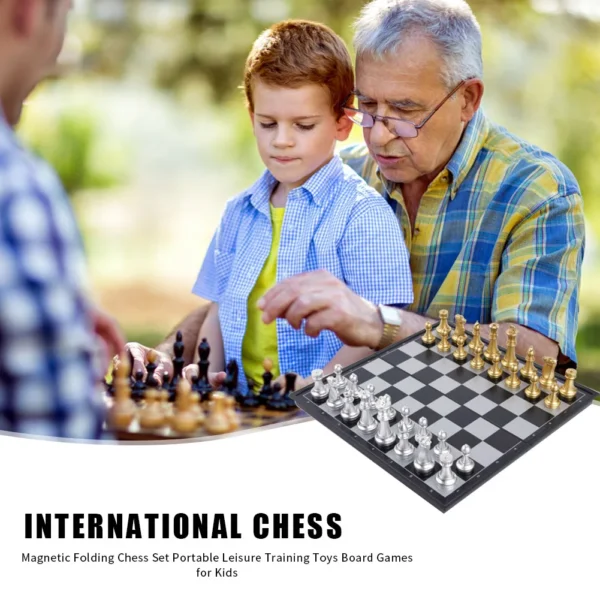 Gold Silver Travel Chess Board Game Sets Folding Chess Board Set Portable Chess Set Board Game Plastic for Children Adult Party - Image 4