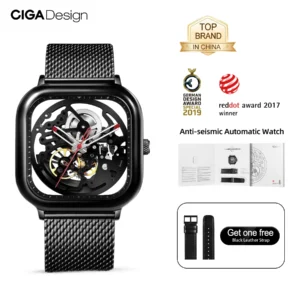 CIGA Design Anti-seismic Skeleton Automatic Watches for Men Women Full Hollow Mechanical Watches 316L Stainless Steel Wristwatch