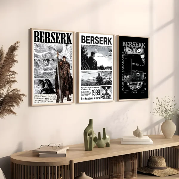 B-Berserk Japan Cartoon W-Written D-Darkness Poster Sticky Wall Art Printing Waterproof Home Living Bed Room Bar Aesthetic Decor - Image 3