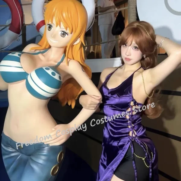 Nami Cosplay Fantasy Sexy Purple Dress Wigs Costume Anime Pirate Costume Adult Women Roleplay Fantasia Outfit Female Halloween - Image 4