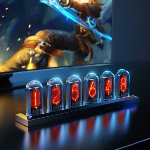 RGB Nixie Tube Clock LED Glows IPS Color Screen DIY Analog Digital Tube Night lights Gaming Desktop Home Decoration Gift Idea