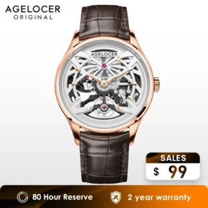 AGELOCER Original Schwarzwald Watch Men's Double-sided Hollow Automatic Mechanical Watch Birthday Gift for Men