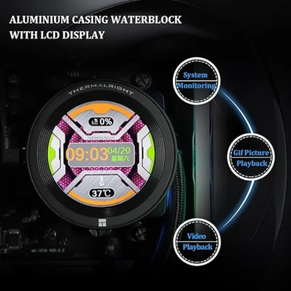 Thermalright CORE Vision 360 Black CPU AIO Cooler IPS LCD Screen with 480 * 480 Resolution for AM5 AM4 Intel 1700/1851/115X/2011 - Image 4