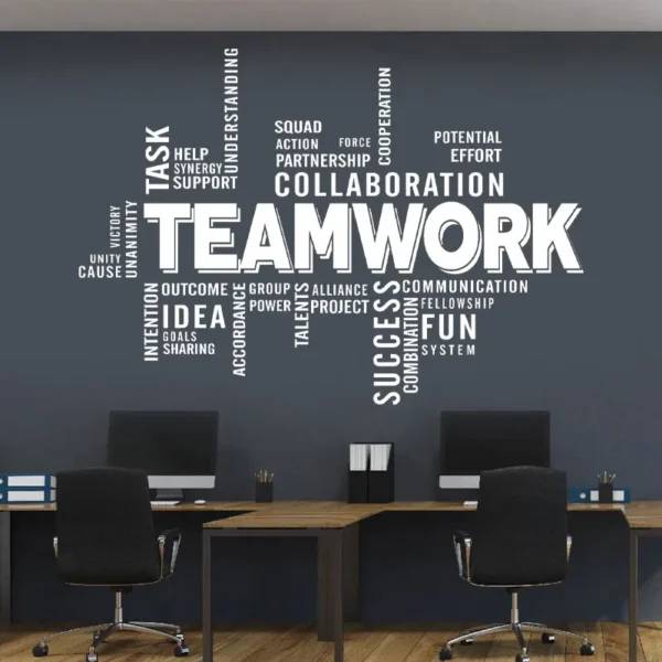 Office Decals Teamwork Words Vinyl Modern Art Business Sign Motivation Quote Success Office Wall Sticker Removable Murals 3O03 - Image 4