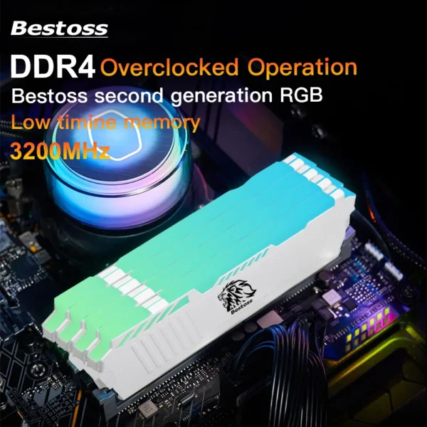 Bestoss Memoria RAM RGB DDR4 8GB 16GB 32GB (2x16GB) Kit 3200 3600MHz 288pin 1.2V DIMM RAM For Desktop - Image 6