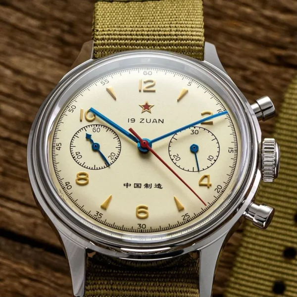 RED STAR 38mm Men's 1963 Chronograph Mechanical Watch Pilot with Seagull Movement ST1901 Air Force Aviation Sapphire Goose 40mm - Image 2
