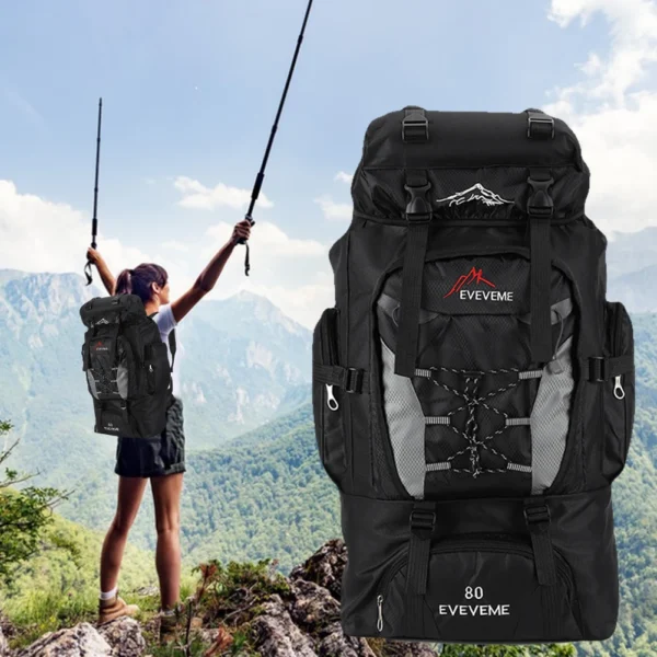 80L Outdoor Mountaineering Backpack Waterproof Sports Backpacks Travel Camping Hiking Storage Bag Climbing Hunting Fishing Bag - Image 3
