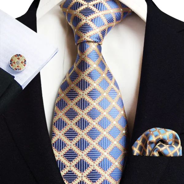 Royal Striped Paisley Ties For Men Luxury 8cm Necktie Pocket Square Cufflinks Gift Set Jacquard Weave Tie Suit Accessories - Image 5