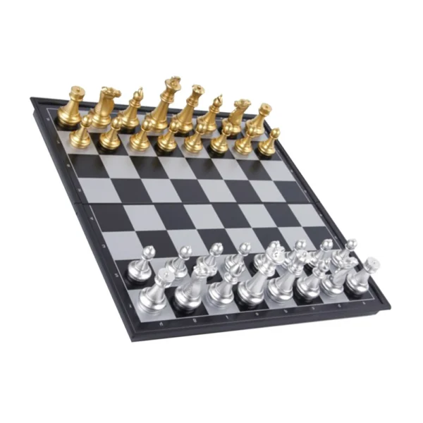 Gold Silver Travel Chess Board Game Sets Folding Chess Board Set Portable Chess Set Board Game Plastic for Children Adult Party - Image 3