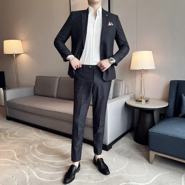 2025 Spring Summer Men Suits 2 Piece Set Business Casual Office Work Suit Party Prom Wedding Groom Blazer Trouser Men Clothing - Image 4