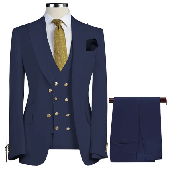 Lansboter Khaki Men's Suit Slim 3 Pieces Fit Business Banquet Dress Wedding Groom Suit Jacket Vest With Pants Costume Homme - Image 5