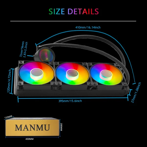 MANMU Cpu Aio Water Cooler Cpu Water Cooler Aio Cooler Water Cooling Cpu with 5V ARGB fan - Image 6