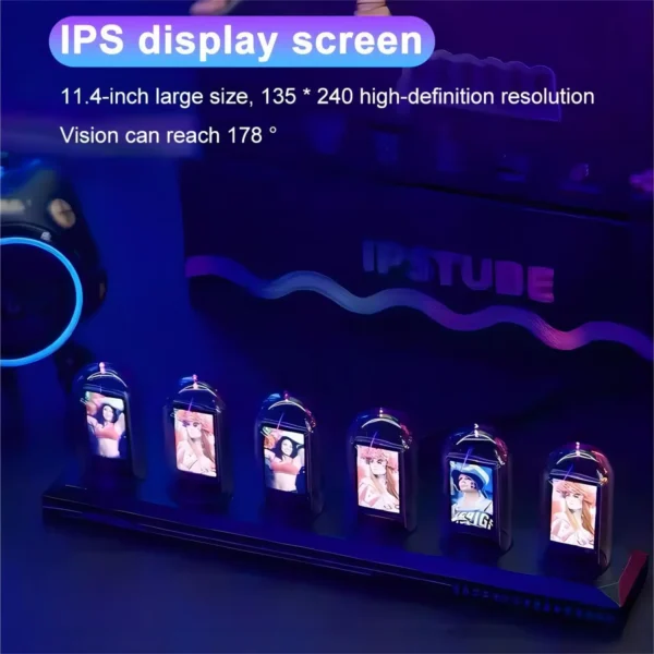 RGB Nixie Tube Clock LED Glows IPS Color Screen DIY Analog Digital Tube Night lights Gaming Desktop Home Decoration Gift Idea - Image 3
