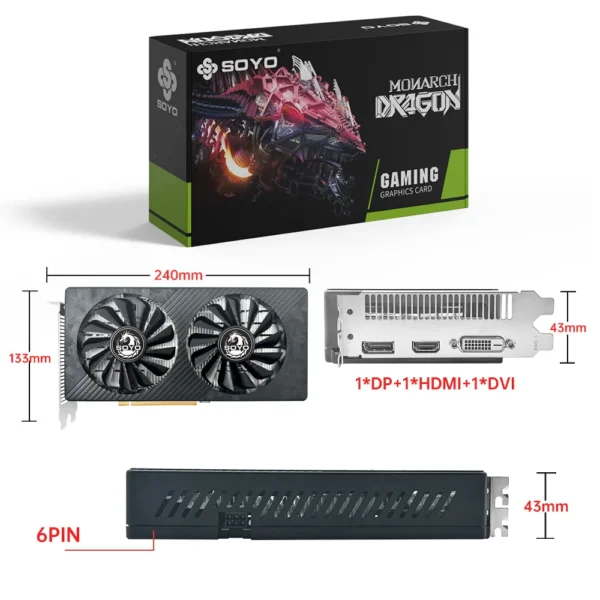 SOYO NEW AMD RX 590 8GB Placa De Video Gaming Graphics Card GDDR5 256Bit PCI Express 3.0 ×16 8Pin Radeon GPU rx590 Series - Image 2
