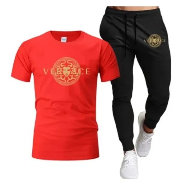 Men's Printed Fitness Tshirt and Pants Set, Urban Tracksuit, Men's Running Wear, Intel Suit - Image 2