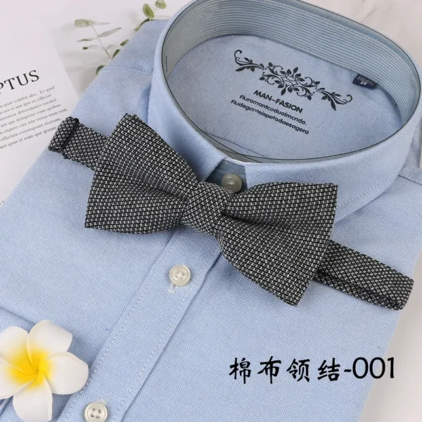 Men's business bow tie, plaid cotton fabric, formal dress, dark color, small square collar accessories - Image 3