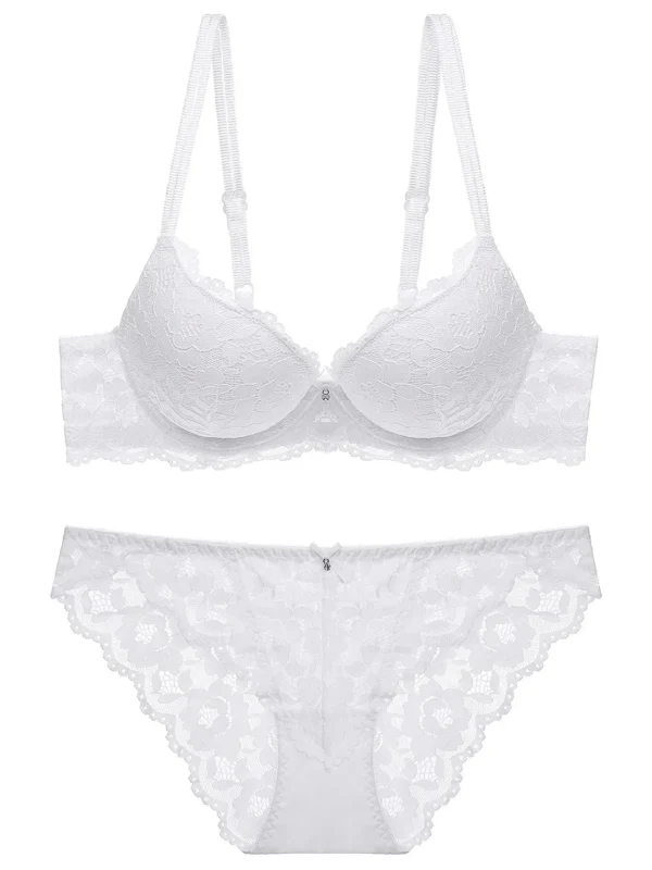 1 Set Elegant Lace Embroidery Breathable Fabric Lingerie Set Push-Up Bra Drop Waist Sheer Panty - Ultimate Valentine's Day - Image 6