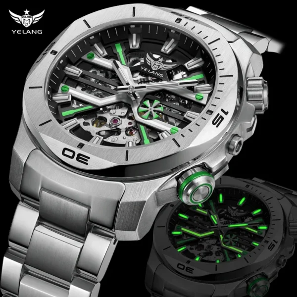 Yelang V1034 Men Watch 44mm Business Luxury Sapphire Japan Miyota 8N40 Automatic Mechanical Waterproof 300M 30Bar Luminous Reloj - Image 2