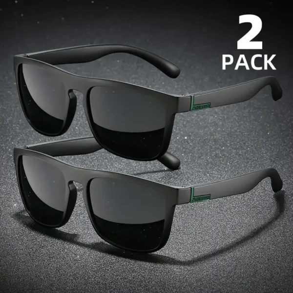 2PCS Fashion Square Polarized Sunglasses Men Vintage Plastic Male Sun Glasses Women Stylish Black Sport Shades UV400 - Image 3