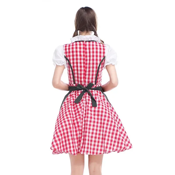 Adult Women Oktoberfest Dirndl Carnival Party Traditional German Bavaria Beer Girl Dress Maid Costume Dress+Apron Outfit - Image 2