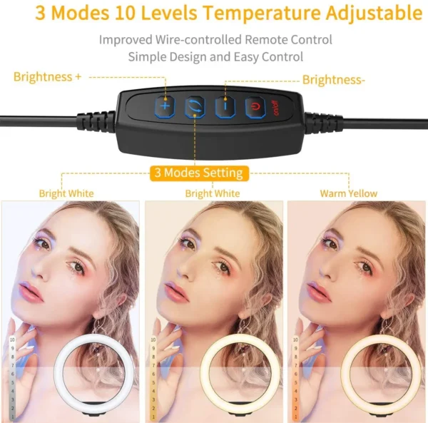 16/26/33cm LED Selfie Ring Light with Phone Stand Dimmable led Fill Lamp Photography Ringlight for Tiktok Video Live Fill Lamps - Image 4