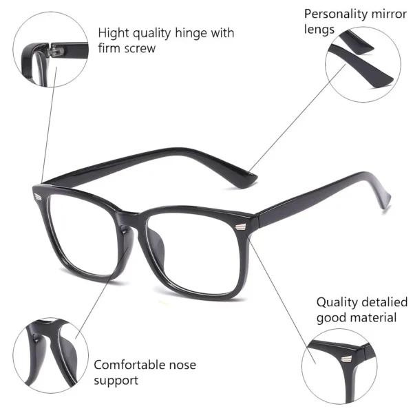 Blue Light Blocking Glasses Square Nerd Eyeglasses Frame Anti Blue Ray Computer Game Glasses - Image 3