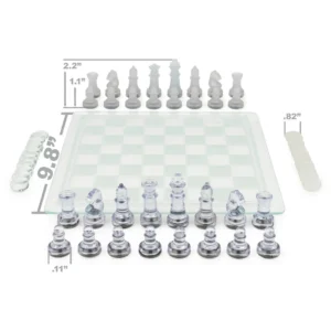 , Clear Chess and Checkers Set with Glass Gameboard,