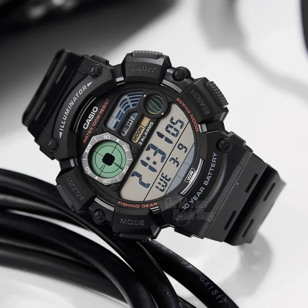 Casio Men's Large Dial Digital Watch 10-Year Battery Life 100M Waterproof Sport Reusable Timepiece WS-1500H-1A - Image 2