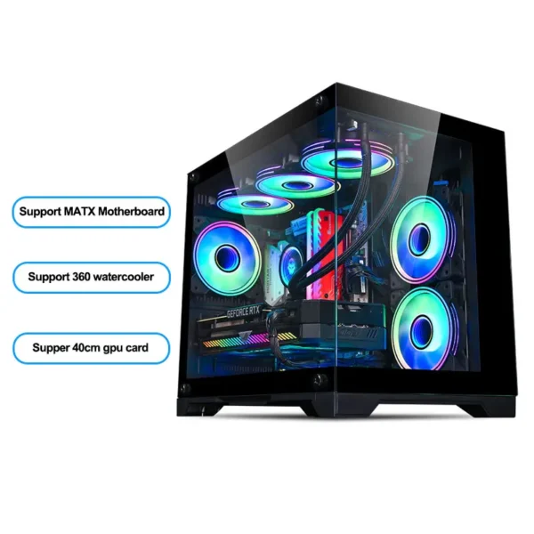 Matx motherboard computer chassis 360 water-cooled sea view room chassis((no fan ,pc case only ) - Image 2