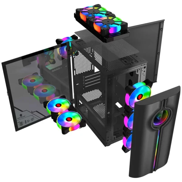 WJCOOLMAN Unlimited Player Black Gaming Computer Case with 4Fan Positions 240 AIO Support M-ATX/MINI-ITX Panoramic Version - Image 3