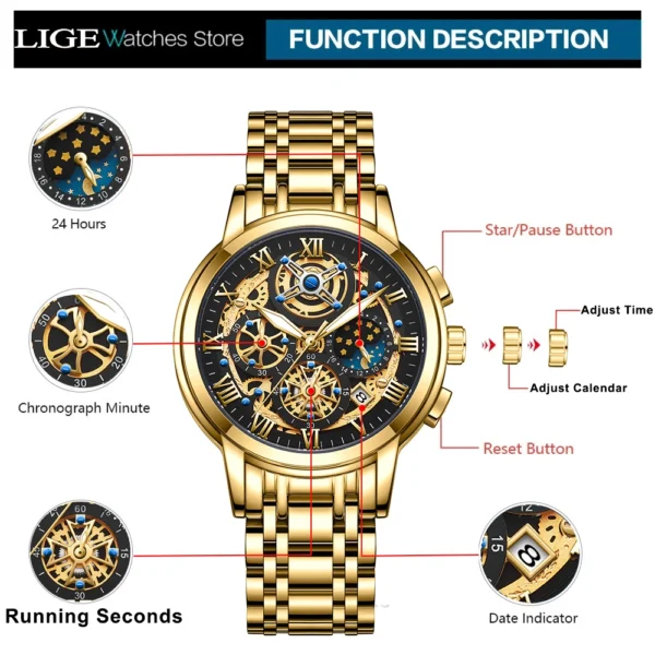 LIGE Waterproof Watch For Men Top Brand Luxury Men Watch Fashion Business Sports Quartz Chronograph Wristwatches Reloj Hombre - Image 3