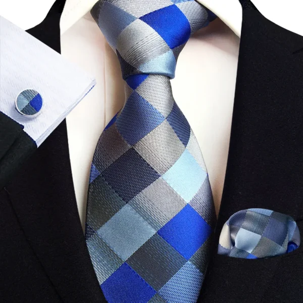 Royal Striped Paisley Ties For Men Luxury 8cm Necktie Pocket Square Cufflinks Gift Set Jacquard Weave Tie Suit Accessories - Image 4