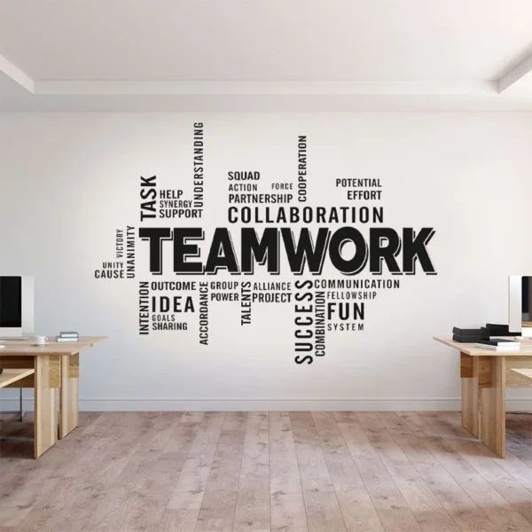 Office Decals Teamwork Words Vinyl Modern Art Business Sign Motivation Quote Success Office Wall Sticker Removable Murals 3O03 - Image 2