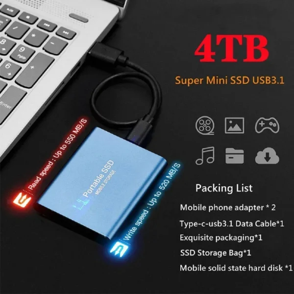 High-speed External Solid State Drive 1TB Portable External Hard Drive ssd 2TB External hard disk ssd hard drive For Laptop Mac - Image 4