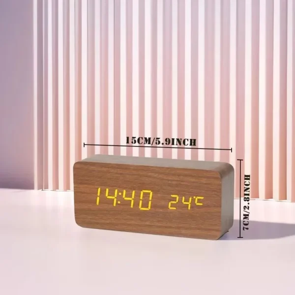 Xiaomi MIJIA Wooden Digital Alarm Clock LED Table Clock with Temperature for Bedroom Office Desk Decorations - Image 5