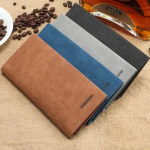 Long Men's Wallet, Thin Vintage Frosted Soft Leather Billfold, Men's Personalized Fashion Student Ticket Holder Moneybag 2025