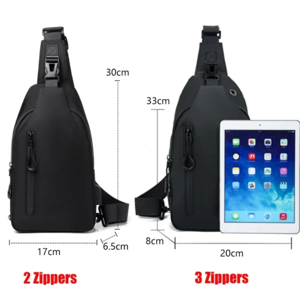 Men Bag Fashion New Solid Color Men Chest Bag Outdoor Casual Fashion One Shoulder Crossbody Bag Nylon USB Charging Shoulder Bags - Image 6