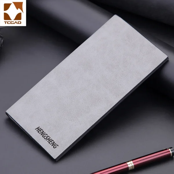 Ultra Thin Frosted PU Leather Wallet Business Men Cow Leather Anti RFID Purse Credit Card Holder Long Wallet for Men