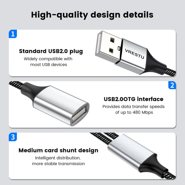 USB to 3 USB 2.0 HUB Dual 4Port Multi Splitter Adapter OTG for PC Laptop Surface Computer Accessories USB A Extension Power Data - Image 4