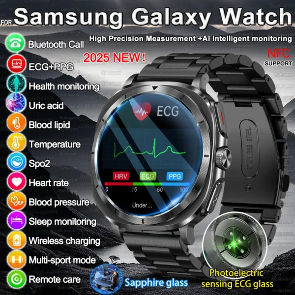 2025 New For Samsung Galaxy Watch 7 Uric Acid Blood Pressure Blood oxygen Body Analysis Smart Watch ECG+PPG Clock Smartwatch Men