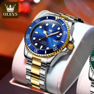 OLEVS 6650 Men Watch Classic Original Automatic Mechanical Watch For Man Zircon Scale Waterproof Luminous Stainless Steel Reloj