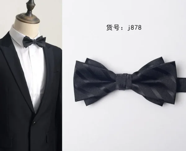 Men's formal dress British double pocket towel set single piece bow tie chest towel handkerchief Towel bow tie - Image 3