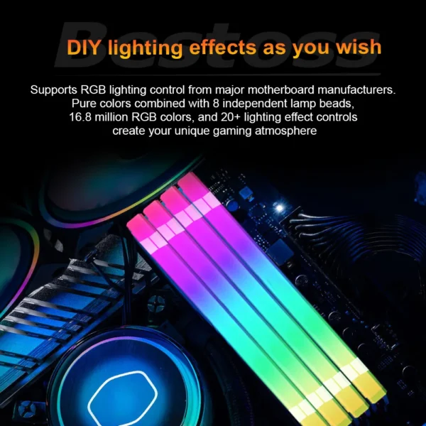 Bestoss Memoria RAM RGB DDR4 8GB 16GB 32GB (2x16GB) Kit 3200 3600MHz 288pin 1.2V DIMM RAM For Desktop - Image 5