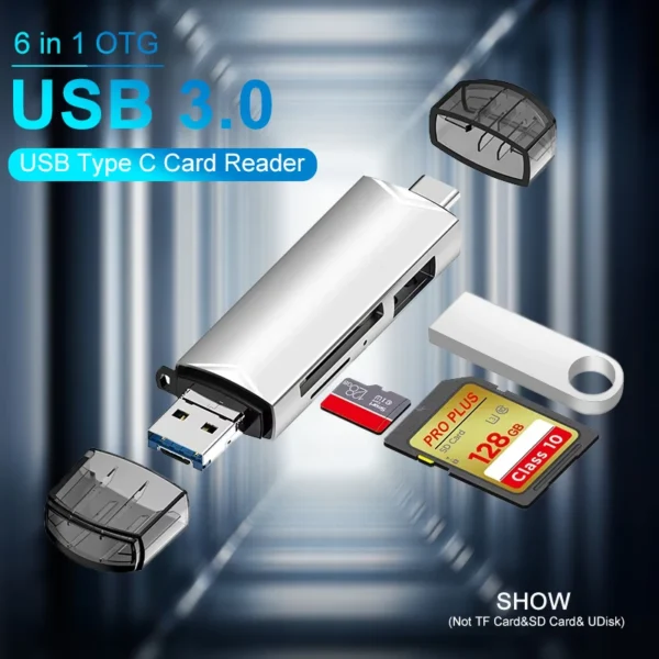 6 in 1 OTG USB Type C Card Reader U-Disk USB 3.0 Micro SD Mini Adapter SD TF USB Flash Drive Converter Mobile Phone Accessories