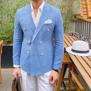 Mens Solid Double Breasted Slim Fit Lapel Blazers Business Prom Wedding Tuxedos Men's' Casual Business Fashion Versatile Suit