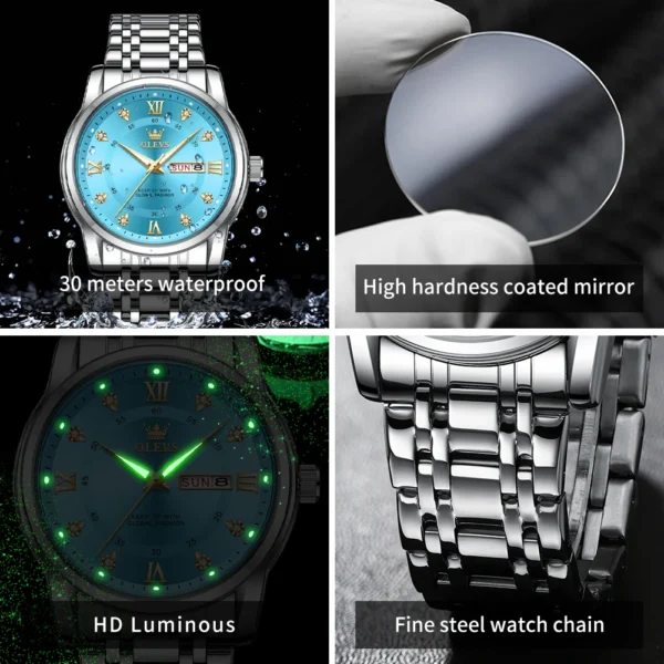 OLEVS Top Brand Quartz Watch for Men Classic Business Men's Wristwatch Dual Calendar Waterproof Men's Watches (Exclusive New) - Image 6