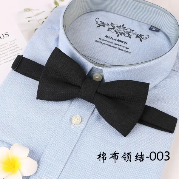 Men's business bow tie, plaid cotton fabric, formal dress, dark color, small square collar accessories - Image 5