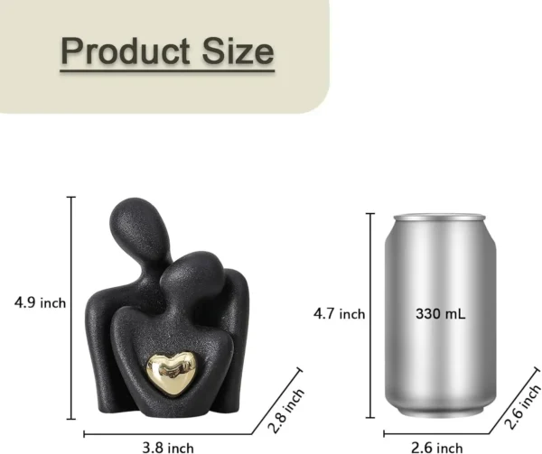 D5 Heart-Shaped Gold-Plated Abstract Simple Character Decoration Wine Cabinet Hallway Couple Hug Art Decoration Ceramic Crafts - Image 6
