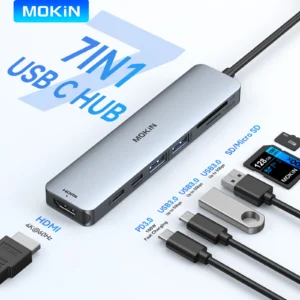 MOKiN USB HUB to 4K HDMI Hub USB Adapter Docking Station USB3.0 5Gbps SD/Micro SD PD3.0 100W for MacBook Pro/Air PC Accessories