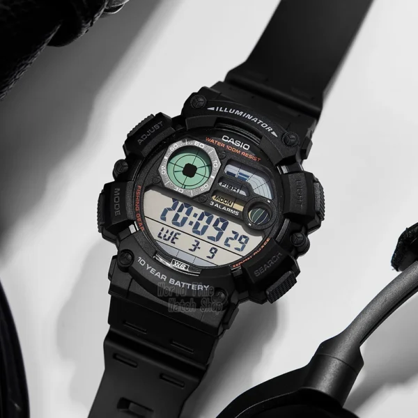 Casio Men's Large Dial Digital Watch 10-Year Battery Life 100M Waterproof Sport Reusable Timepiece WS-1500H-1A - Image 3